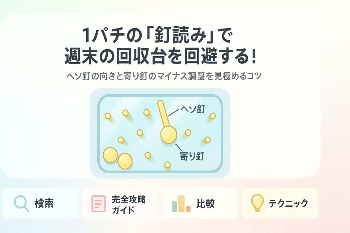 1パチの「釘読み」で週末の回収台を回避する!ヘソ釘の向きと寄り釘のマイナス調整を見極めるコツ