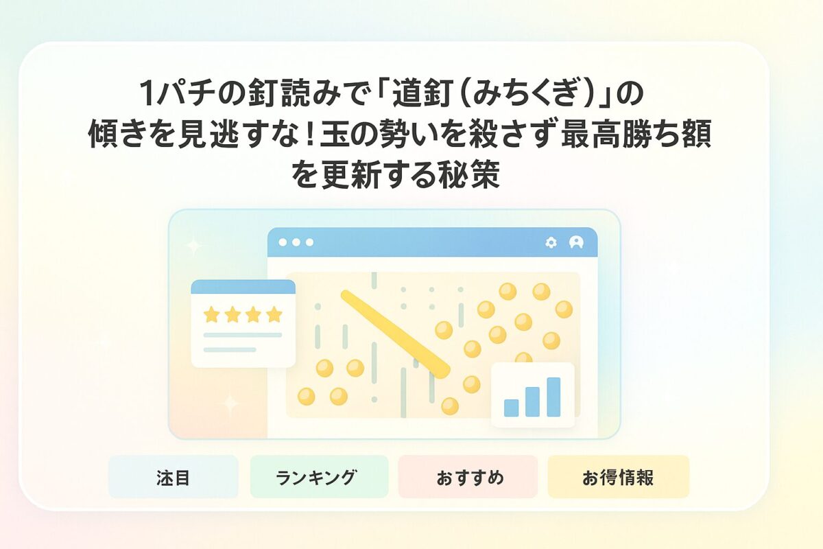 1パチの釘読みで「道釘(みちくぎ)」の傾きを見逃すな!玉の勢いを殺さず最高勝ち額を更新する秘策